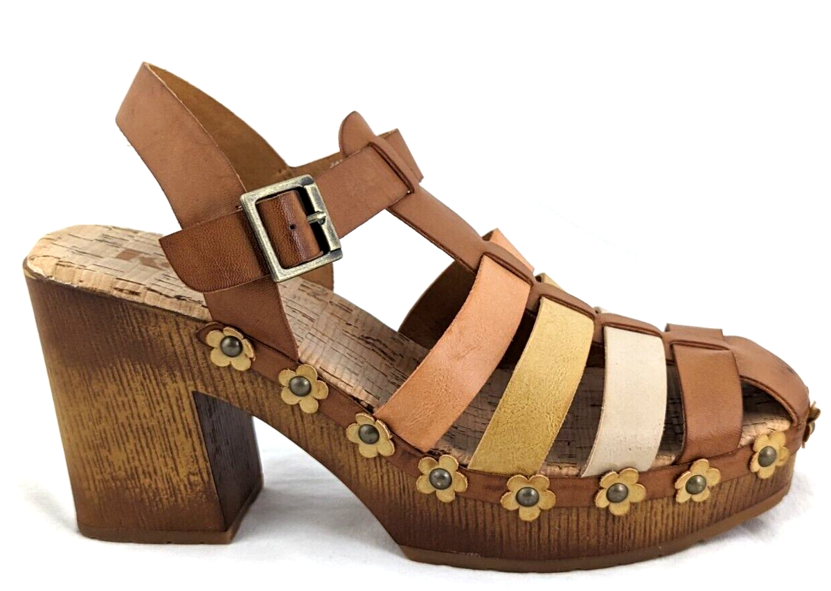 KORKS Kork-Ease Willow Brown Strappy Chunky Heel Platform Sandals