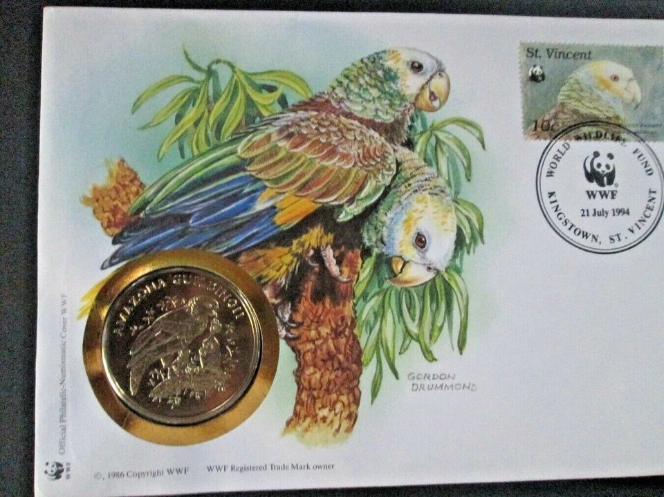 St. Vincent - "BIRDS ~ KING PARROT ~ WWF" Medal Cover / PNC 1994 ! - Image 4 of 4