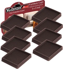 Yelanon Non Slip Furniture Pads for Hardwood Floors -8 8pcs 3 Square, Brown 