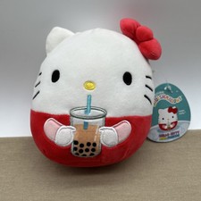 Squishmallows Sanrio Hello Kitty Boba Tea Drink 6.5" Plush NWT Stuffed Animal