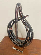 Modern Studio Art Glass Love Knot Sculpture Smoky Abstract Loop 1.6kg