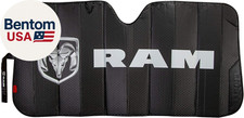003860R01 RAM Logo Black Matte Finish Front Windshield Accordion Sunshade
