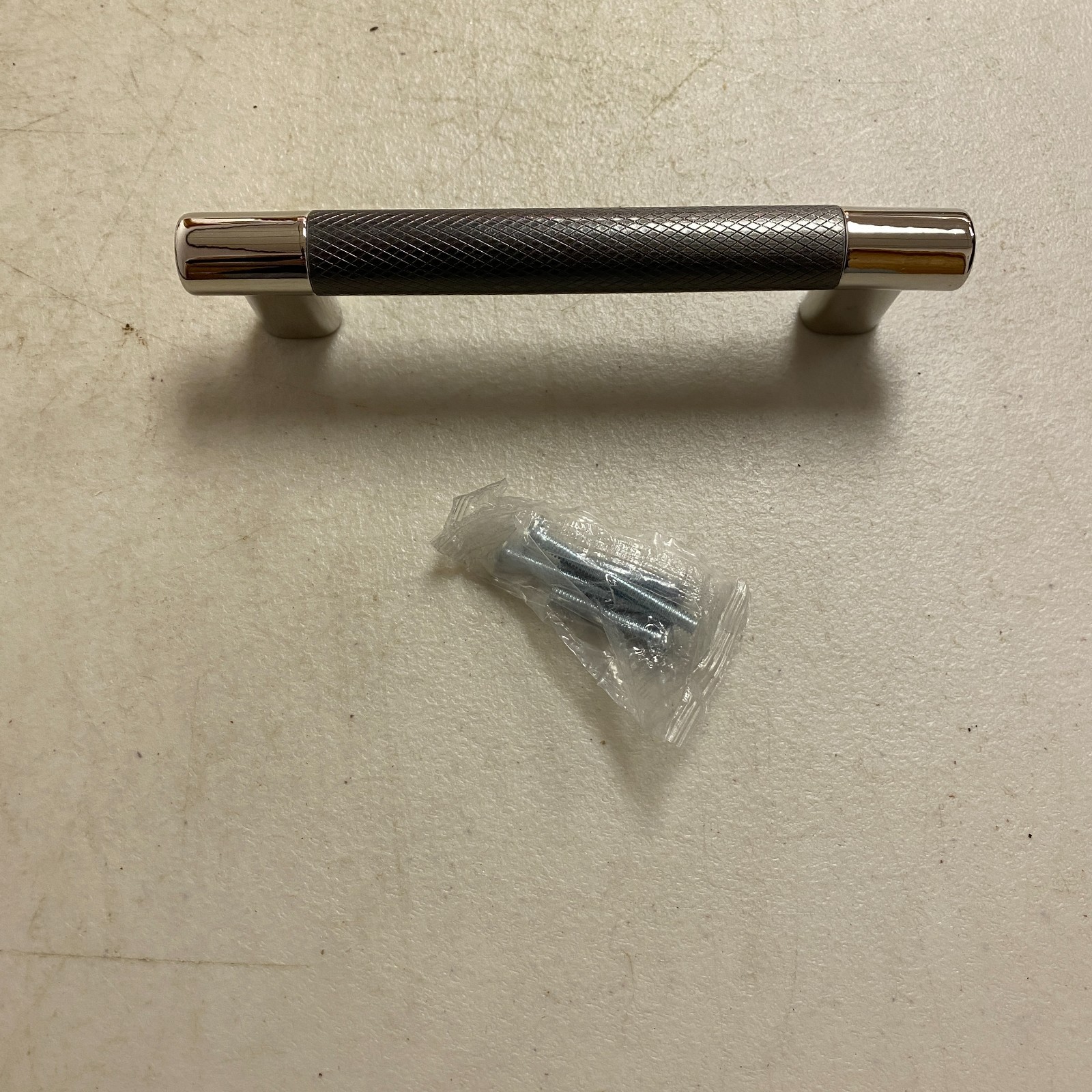 Signature Hardware Jerico Cabinet Pull 5‑1/8″ CC Polished Nickel/Gunmetal