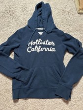 Hollister California Navy Blue Sweatshirt Hoodie Excellent Condition Sz Medium