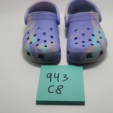 Crocs Classic Clog Unisex Kids Slip-On Tie-Dye Purple/Blue/Pink US 8