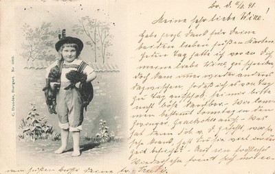 693387) nette Kinder AK - kleiner Junge mit 2 Hunde Welpen gelaufen 1898