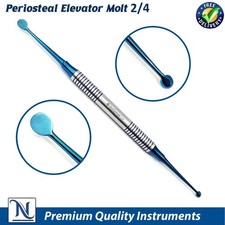 X1 Dental Periosteal Elevator Molt  4 Blue Titanium Coated Double Ended German