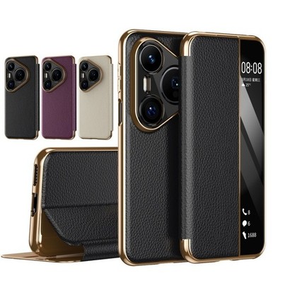 Smart View Genuine leather Flip Stand Case For Huawei Pura 90 Pro Max / Pro / 90