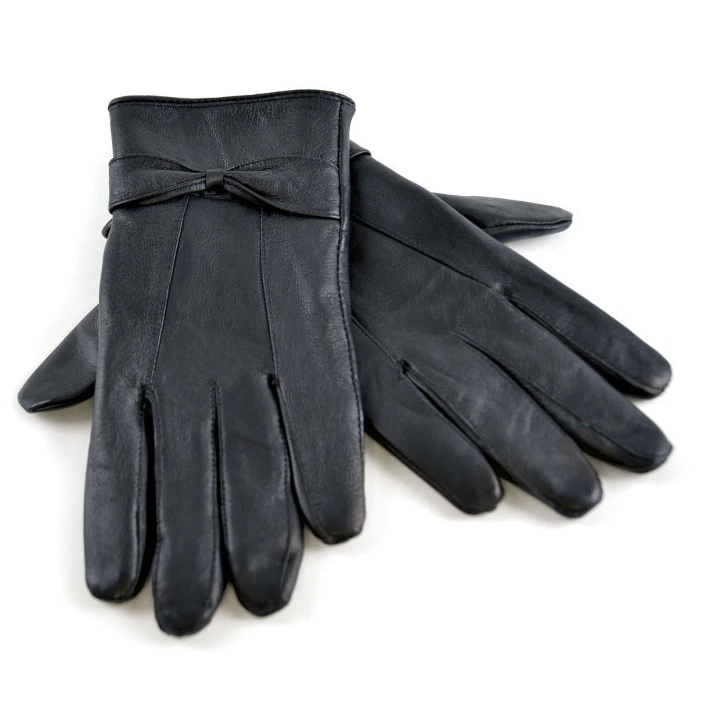 Gants Femme Cuir Fin Noir – Taille 7-8 – Doublure Acrylique – Vintage Automne