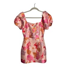 Lulu’s Pink Purple Metallic Print Puff Sleeve Mini Dress Size Small