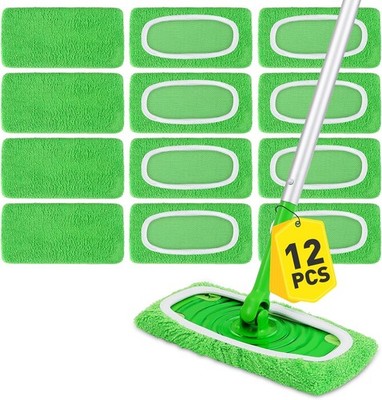 12Pcs Reusable Microfiber Mop Pads Compatible with Sweeper Mops,Dry Sweeping 