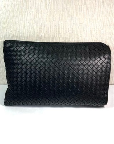 Bottega Veneta Intrecciato Leather Clutch Black Handbag Document Case - 第 4/20 張圖片