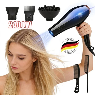 MARKENLOS Ionen Föhn Haartrockner mit 3 Diffusor Haarfön Profi Fön Ionen 2400W Hair Dryer