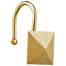 Gorgeous Gold Shower Curtain Hooks Rings, Set of 12 Brass Square Pyramid
