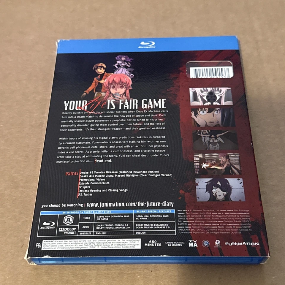 Future Diary:  The Complete Series Blu-ray 3-Disc w/Slipcover RARE OOP - Image 4 of 4