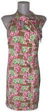 Katherine Way Sz L Women’s Pink Green Floral Dress Resort Festival Luxury Summer