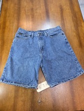 Vintage Lee Denim Jean Shorts Men Size 36 Blue Stone Wash 10" Inseam