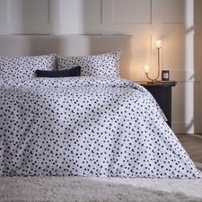 Tisno 100% Cotton Duvet Cover & Pillowcase Set -Dotty Animal Print - White/Black