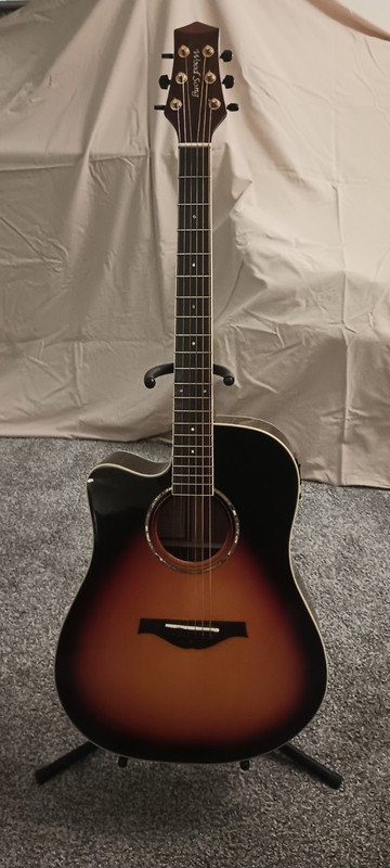41" Lefty Wood Song Acoustic Electric Cutaway Dreadnought Guitar Sunburst Fin.