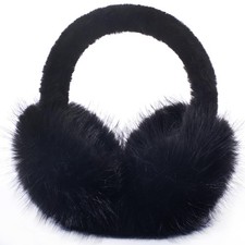 ZMUBB Winter Ear Muffs for Women Men - Foldable Fuzzy One Size, Black