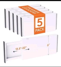 Lifewit 5 Pack Drawer Dividers Plastic 6" High, 13.5-22" Adjustable Drawer
