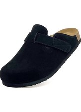 Suede Leather Clogs for Women Cork Footbed Mules Slip On Sandals For Ladies