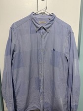 Burberry Brit Mens Sz 2XL Long Sleeve Button Down Shirt Blue Square Gingham