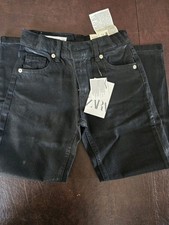 NWT Zara Girls Straight Fit Black Treated Denim Jeans Sz 8