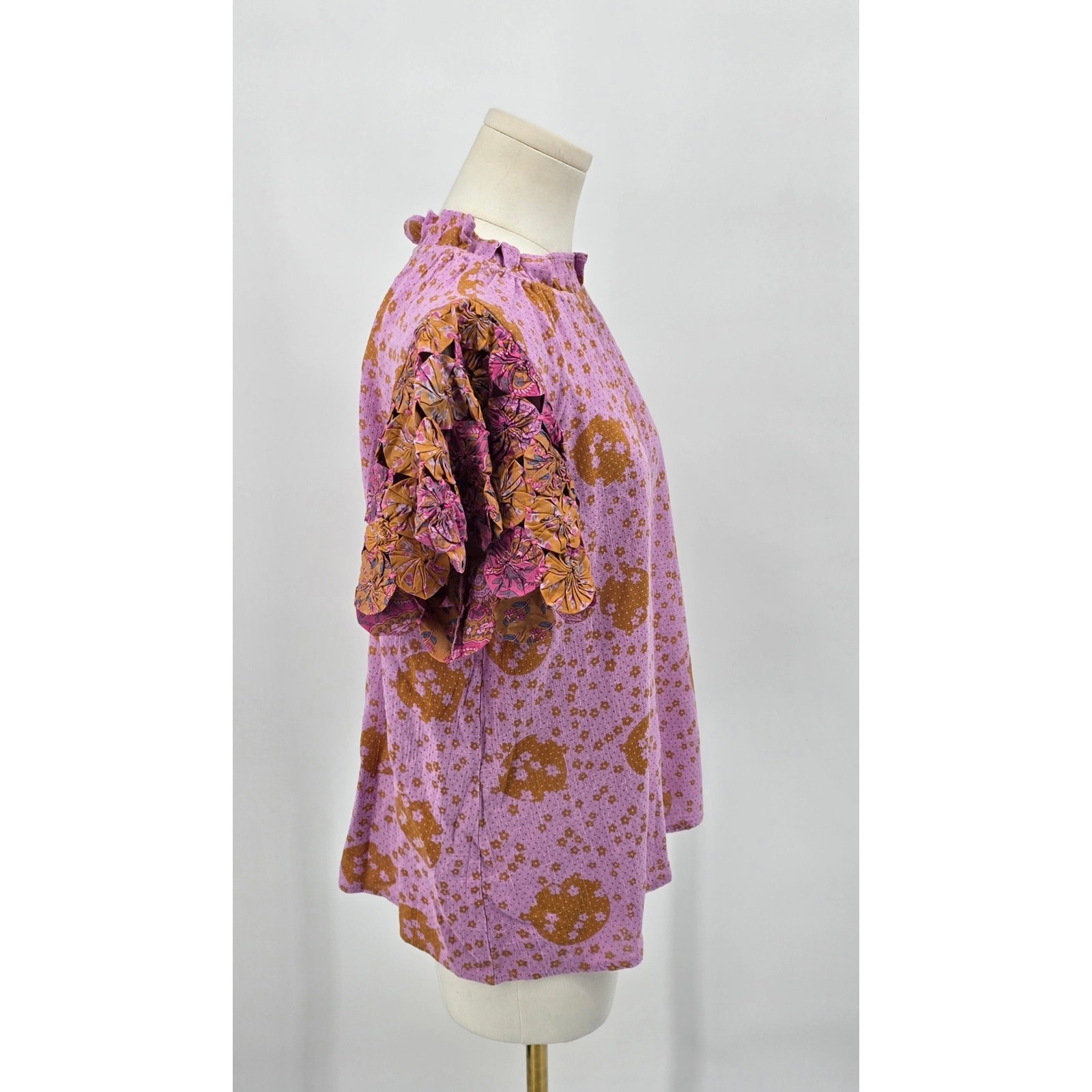 THML BOHO RETRO cottagecore Patchwork Ruffle Neck… - image 2