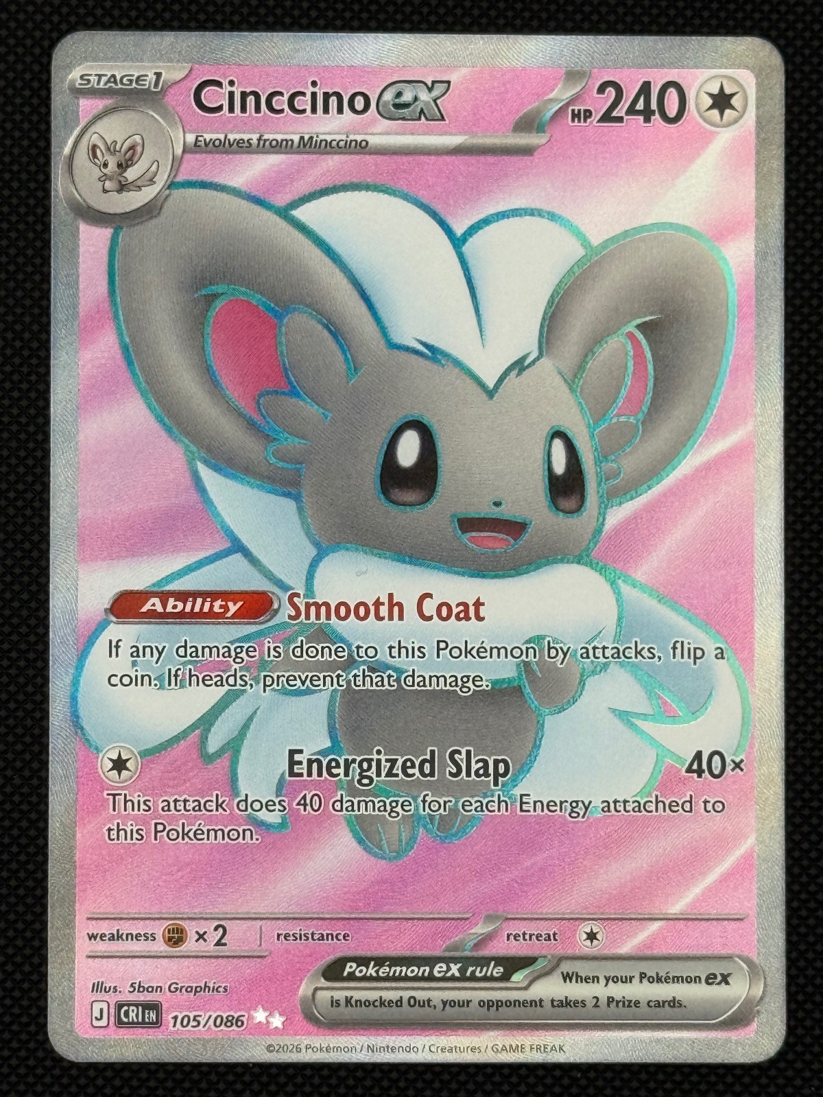 Cinccino ex 105/086 Holo Ultra Rare Chaos Rising Pokemon Near Mint