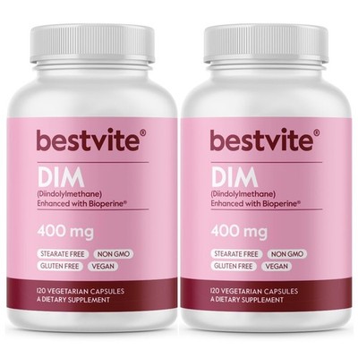 BESTVITE DIM Diindolylmethane 400mg with Bioperine 240 Vegetarian Capsules 12...