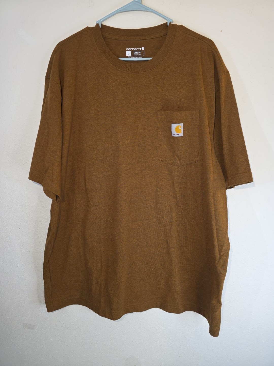 Carhartt Mens XL Loose Fit Pocket Short Sleeve Crew T-Shirt Brownish Orange