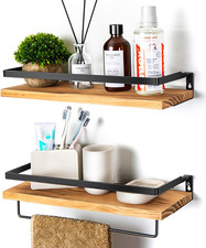 Floating Shelves for Wall, Bathroom Shelves with Towel Bar, Wall Mounted Storage
