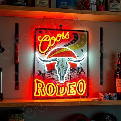 16''x9'' Coors Banquet Rodeo Beer LED Neon Sign With Dimmer USB Powered Light