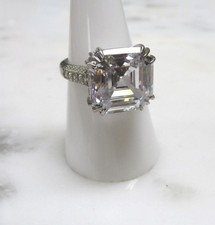 Beautiful Sterling Silver Clear Stone Cocktail Ring Size 8 8.8g 3-K195