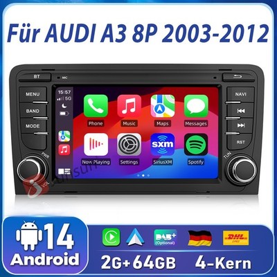 2+64G Carplay 7''GPS Navi WIFI für Audi A3 S3 RS3 8P 8V Android 14 Autoradio DAB+