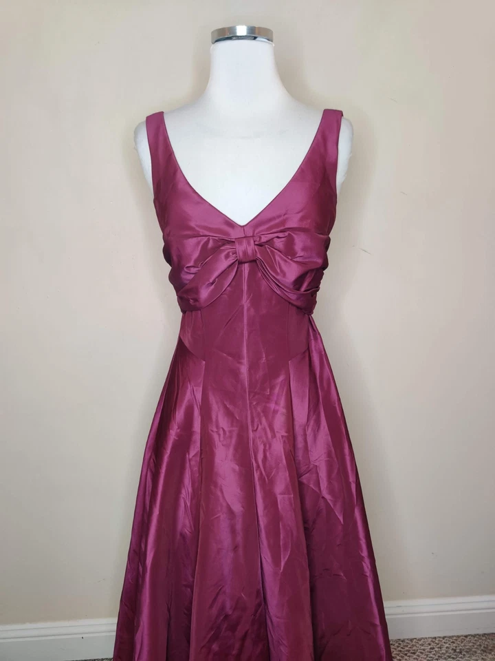 Nicole Miller Collection Fit Flare Midi Dress Size 2 Womens Tie Back Bow - Image 2 of 4