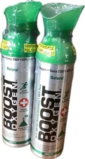 2 Boost Oxygen 10 Liter  Canisters All Natural Performance Booster Green Large