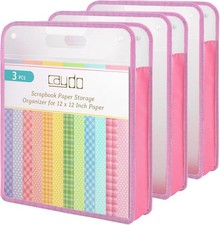Scrapbook Paper Storage Organizer Expanding Paper Folio for 12 x 12 Shee...