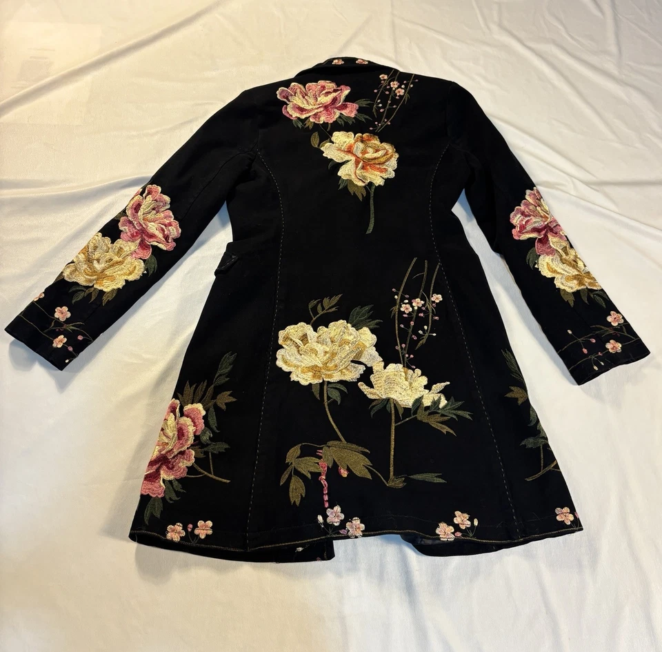 Женская куртка папарацци с цветочной вышивкой маленькие черные розы длинная нижняя юбка Y2K - Изображение 2 из 4