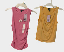 Lot of 2 Wild Fable Tank Tops Women's Size XS Pink Flower Accent & Peach NEW