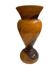 Hand Turned Wooden Vase 6.75 inches Tall 3  Base Handcrafted Vintage BOHO Decor