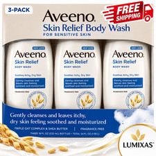 Aveeno Skin Relief Body Wash 3 Pack 18 fl oz Each Gentle Cleanser Sensitive Skin