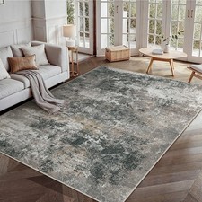 Washable 5x7 Area Rugs for Living Room, Non Black Grey 5' x 7' Rectangular 