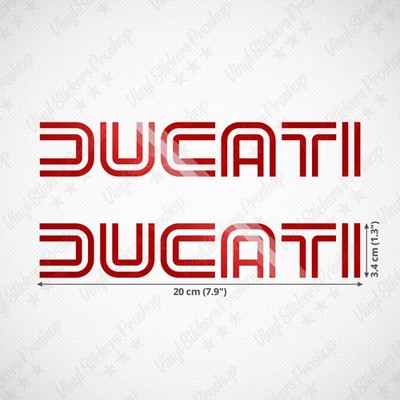 2 DUCATI Stickers 8'' Glossy RED decal vinyl tuning logo bike custom tank fairing