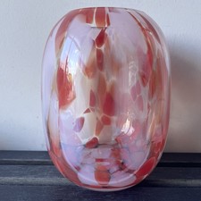 Dunelm Confetti Art Glass Vase Pink/Red/Clear 16.5cm Height  (VG CONDITION)