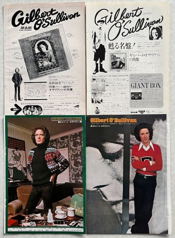 Gilbert O'Sullivan 1973 - 1975 Japan Magazine Clipping VM 4PAGE!