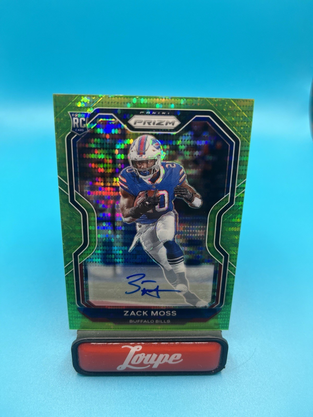 Zack Moss 2020 Panini Prizm Green Pulsar Prizm Auto RC #311 Bills Bengals