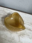 Vintage Murano Alfredo Barbini Controlled Bubble Yellow Heart Art Glass Bowl