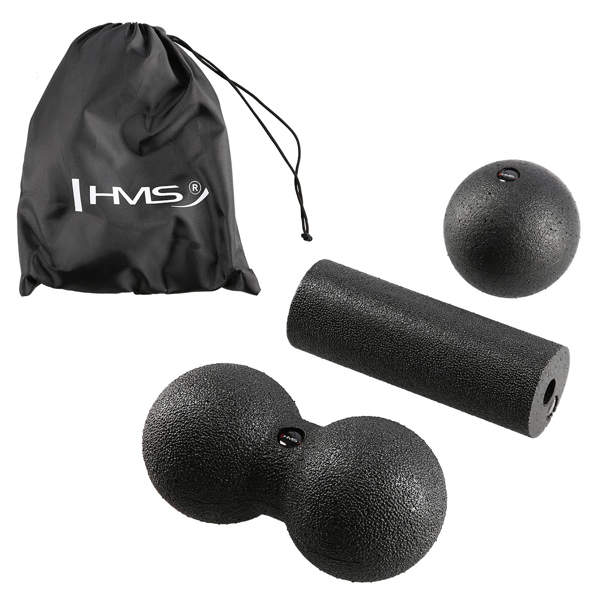 Faszien Set Massagerolle + Faszienball + Doppelball Beutel Massage Fitness HMS